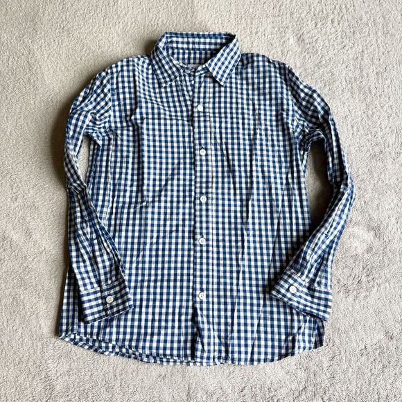 NWOT Gap Kids Poplin Blue Gingham Plaid Poplin Button down shirt - Picture 1 of 9